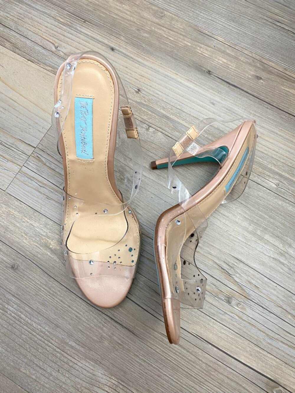 Betsey Johnson Clear Rhinestone Heels Size 7.5